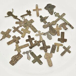 Very Old Dug Crucifix Cross Pieces Pendants